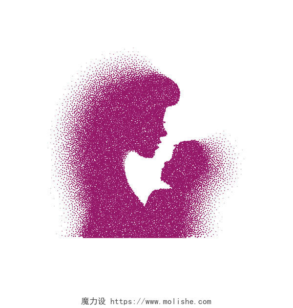 紫色母亲节母婴剪影矢量素材